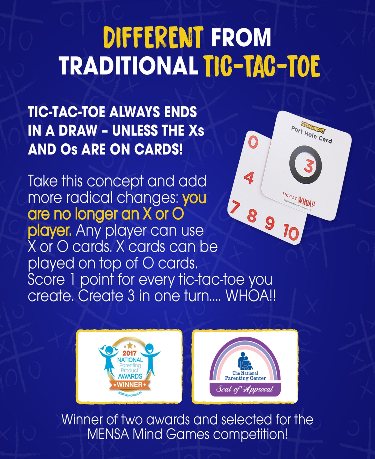 Zobmondo Tic Tac Whoa The 5-in-1 Tic Tac Toe Card Game In Multi