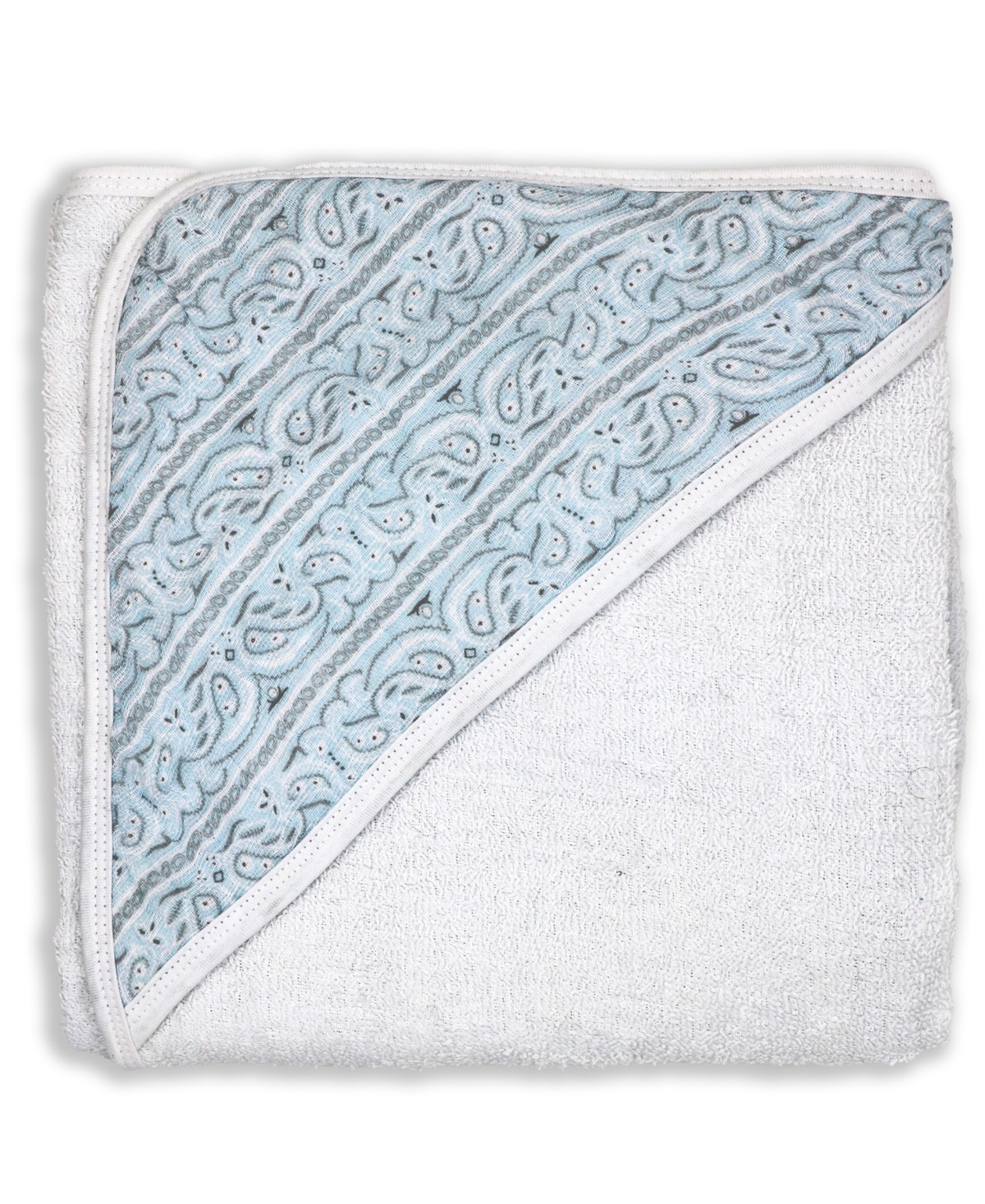 3 Stories Trading Baby Boys And Baby Girls Paisley Muslin Lined Hooded Towel In Blue