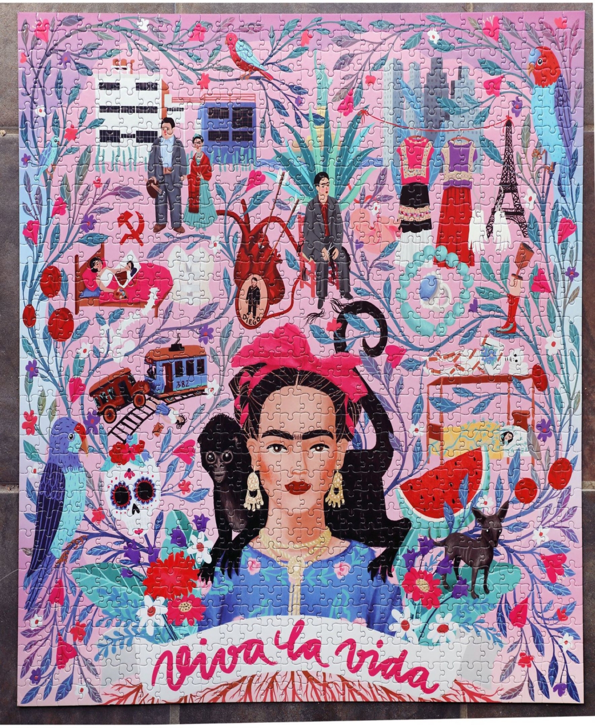 Shop Eeboo Piece And Love Viva La Vida Frida Kahlo 1000 Piece Square Adult Jigsaw Puzzle In Multi