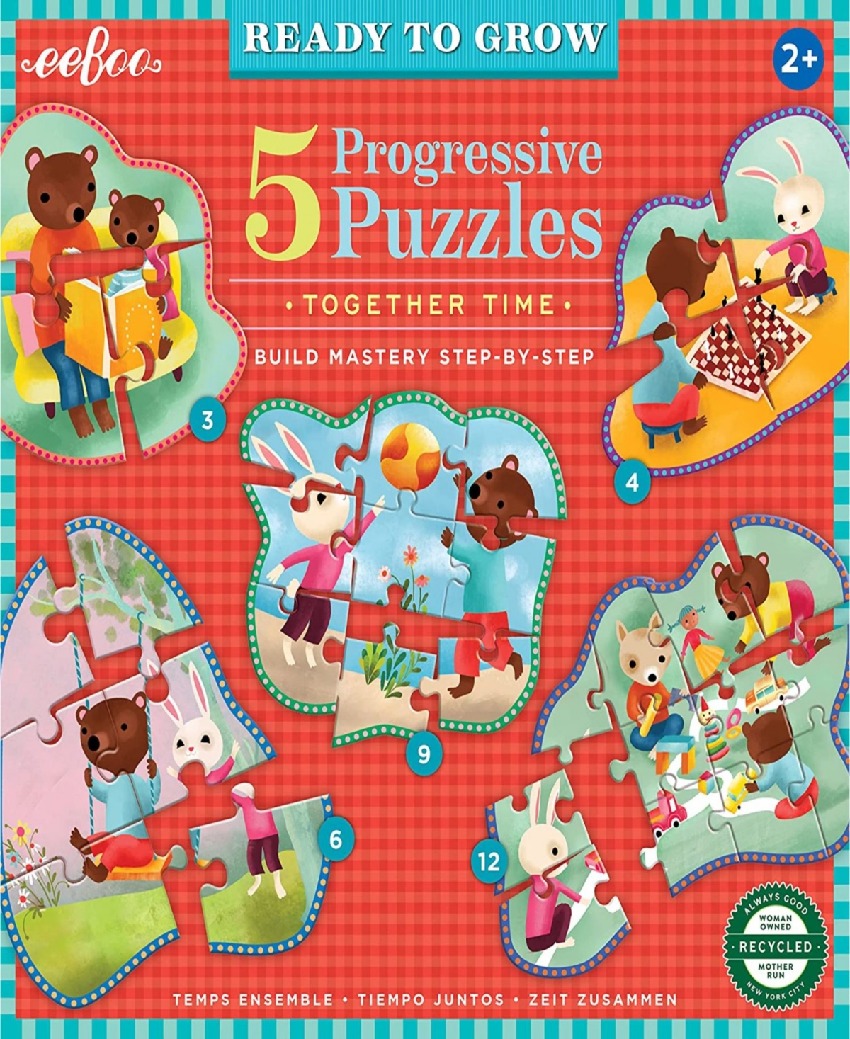 Shop Eeboo Ready To Grow Together Time Progressive 31 Piece Puzzle Set In Multi
