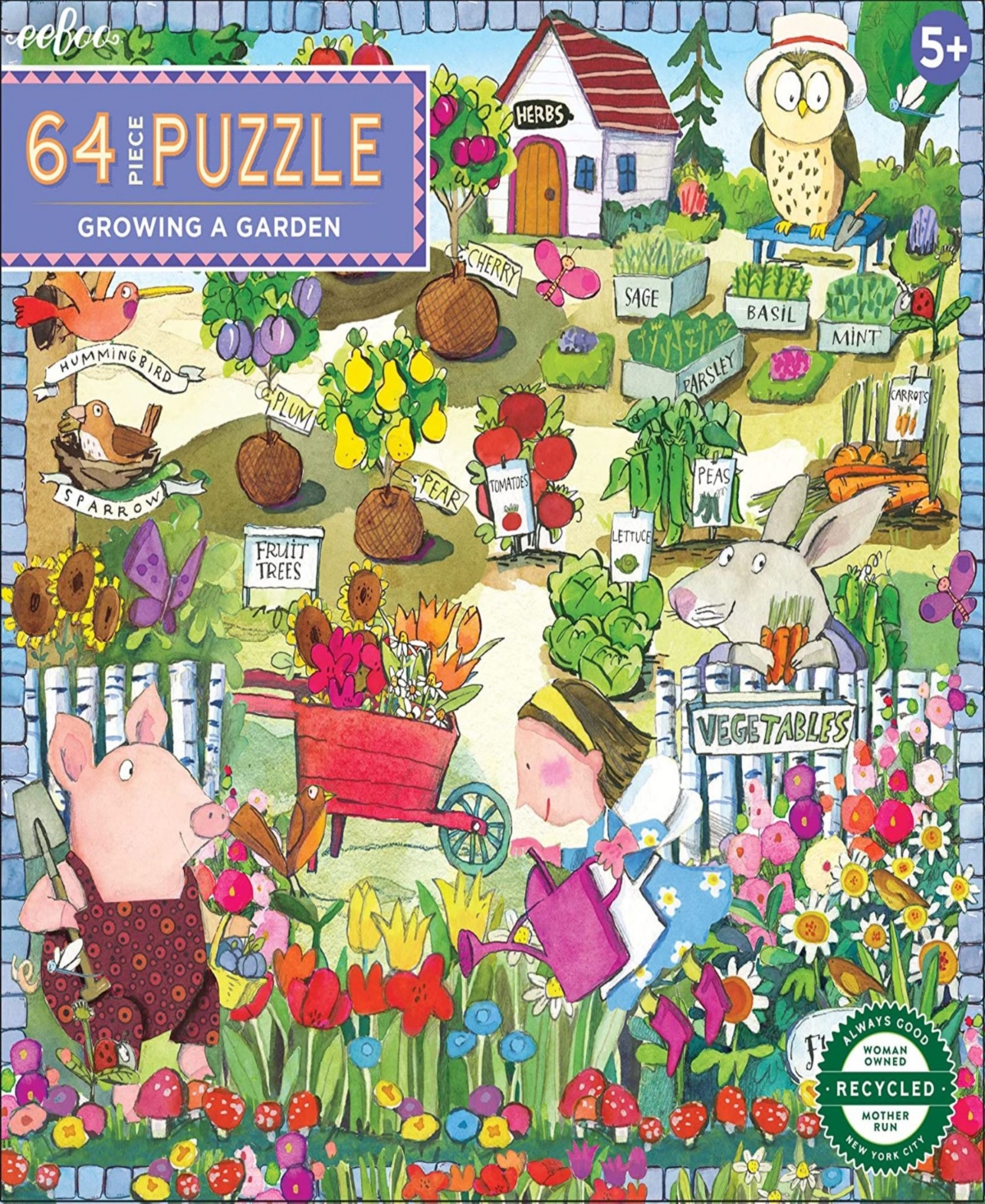 Shop Eeboo Growing A Garden Jigsaw Puzzle Set, 64 Piece In Multi