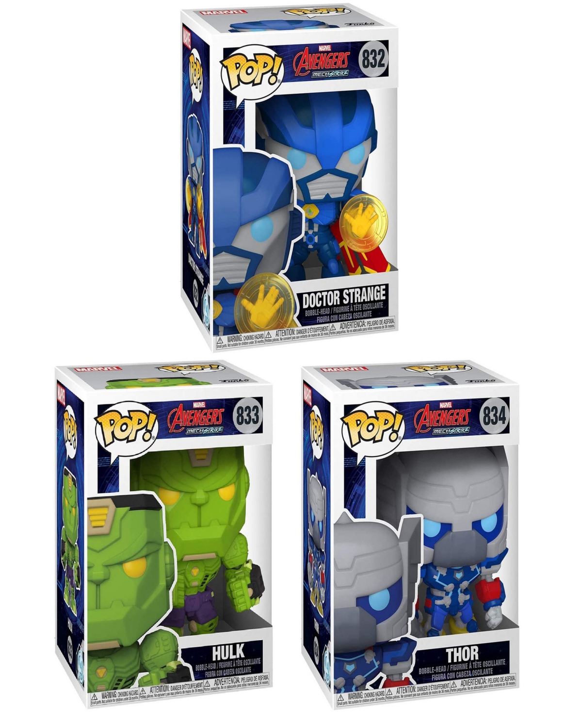 Funko Marvel Pop Marvel Mech Dr. Strange Hulk and Thor Collectors Set, 3 Piece