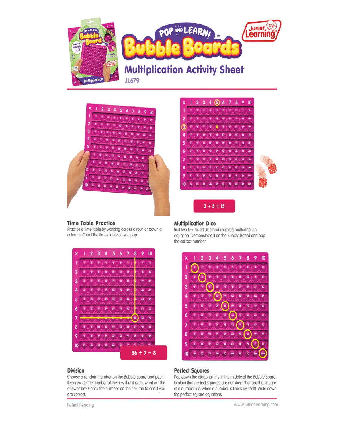 Shop Pop Learn Bubble Board Mulitplication Bubble Board In Multi