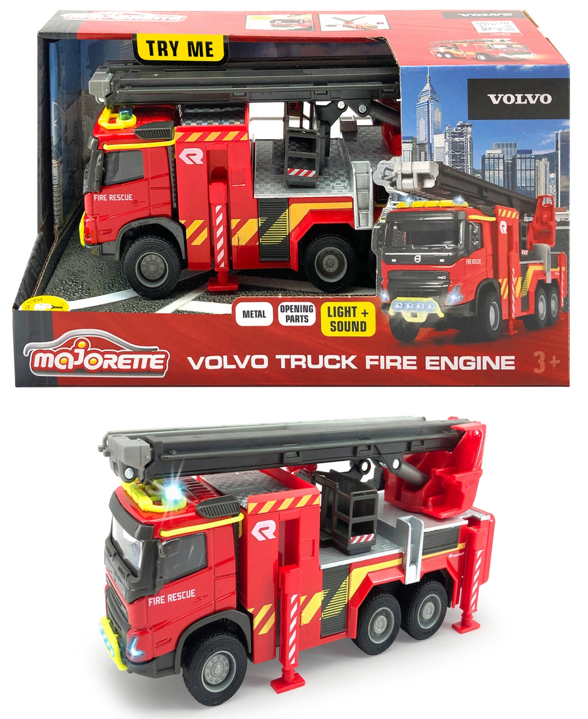 Majorette Volvo Truck Fire Engine Die-cast Light Sound Vehicle In Multi