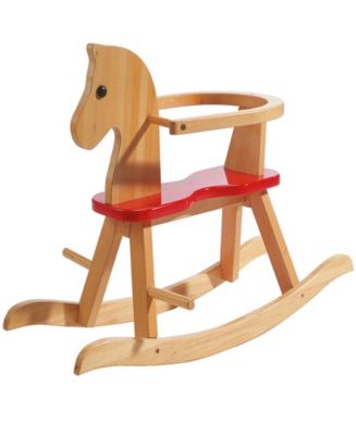 Roba-Kids Wooden Rocking Horse Neutral Red Solid Wood Lacquered Ride-on ...