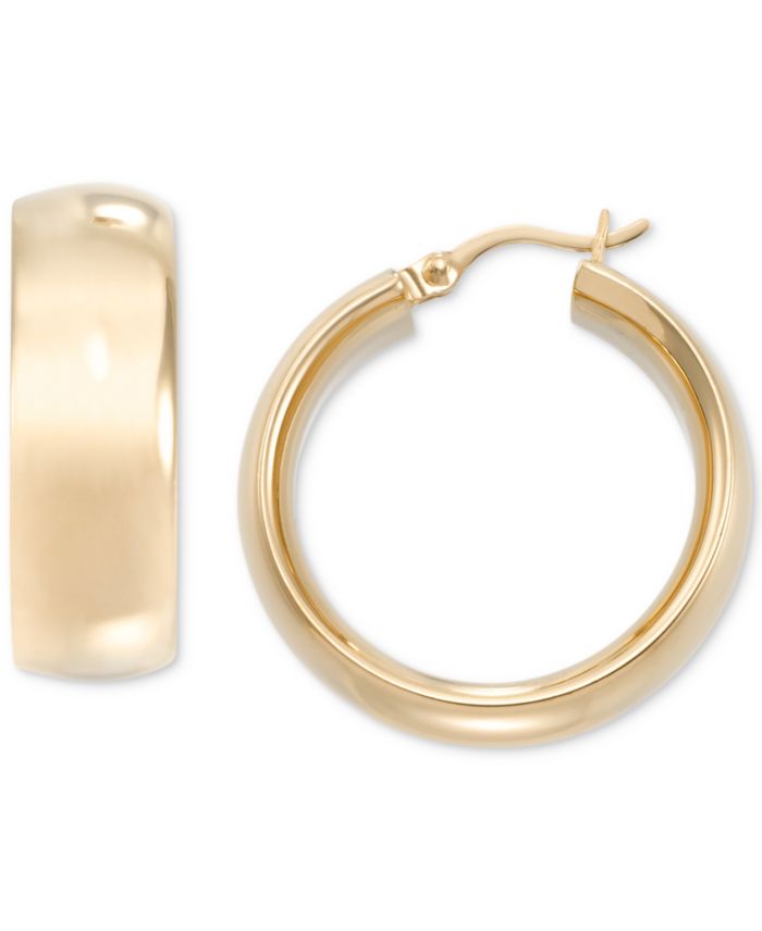 Wide Polished Small Hoop Earrings in 14k Gold-Plated Sterling Silver, 20mm
