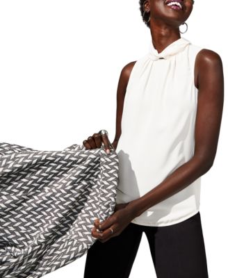 Anne Klein - Women's Crepe Sleeveless Twist-Neck Top