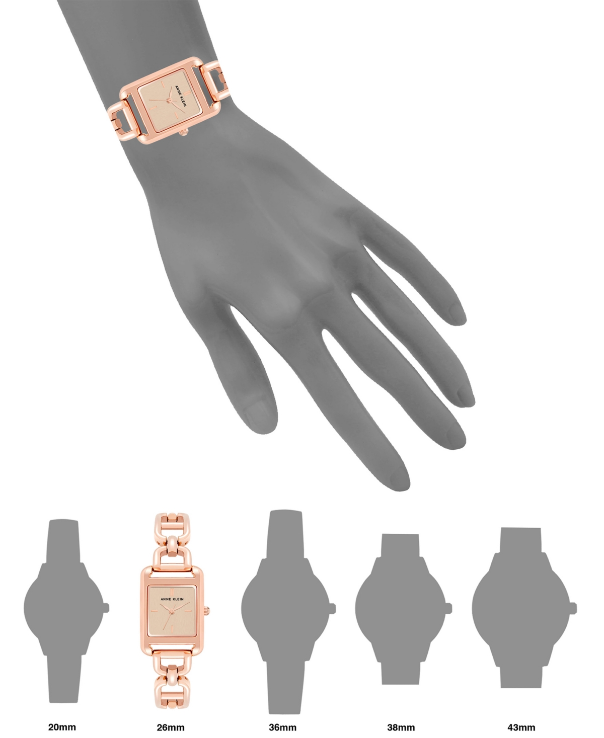 Anne Klein Women's Rose Gold-tone Alloy Open Link Bracelet Watch, 33mm In Rose Gold-tone