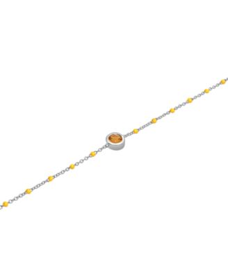 Macy's - Aquamarine (1/5 ct. t.w.) & Enamel Bead Link Bracelet in Sterling Silver (Also in Additional Gemstones)