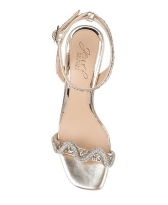 Women's Gem Wavy Ornament Block Heel Evening Sandals