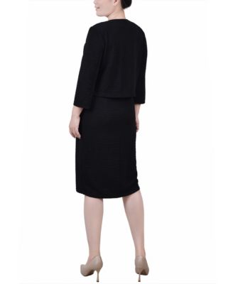 Women's Textured 3/4 Sleeve Two Piece Dress Set