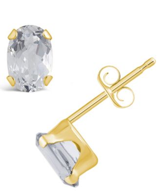 Gemstone Stud Earrings in 10k Yellow Gold