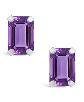 Gemstone Stud Earrings in 10k White Gold