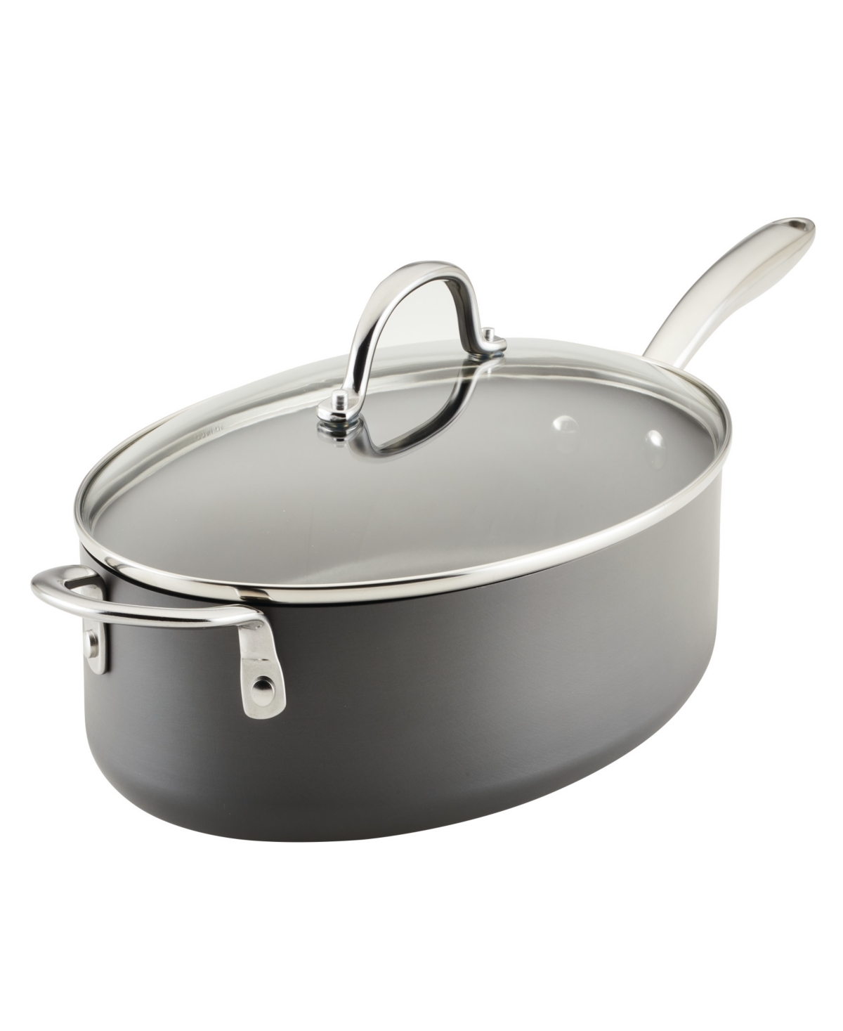 Rachael Ray Hard Anodized 5 Quart Nonstick Oval Saute Pan With Helper Handle And Lid In Gray