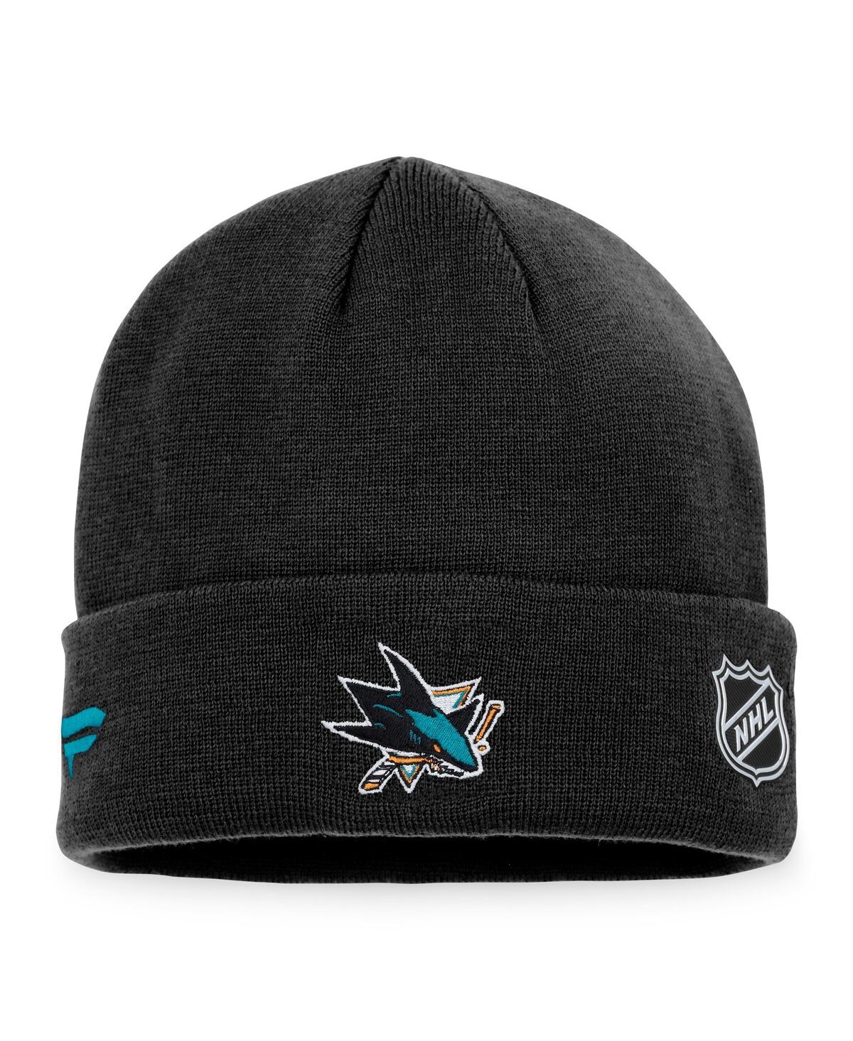 Fanatics Branded Black San Jose Sharks Authentic Pro Rink Cuffed Knit Hat In Black