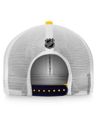 Men's Gold, White Nashville Predators Authentic Pro Rink Trucker Snapback Hat