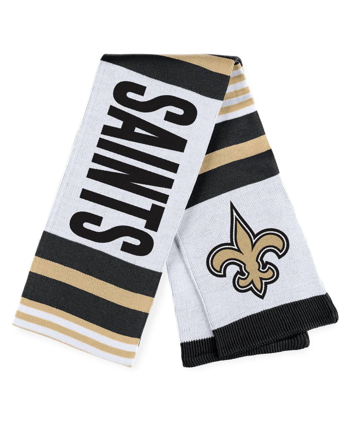 Wear By Erin Andrews Women's  New Orleans Saints Jacquard Striped Scarf In White,black