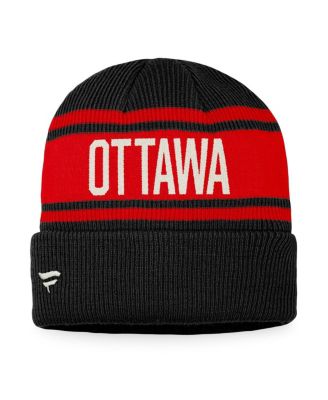 Men's Black and Red Ottawa Senators True Classic Retro Cuffed Knit Hat