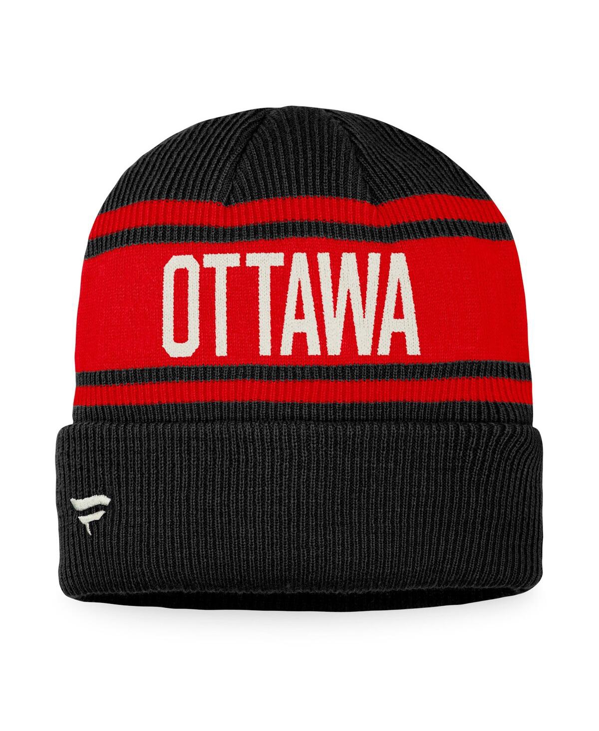 Men's Fanaticsand Red Ottawa Senators True Classic Retro Cuffed Knit Hat - Black, Red