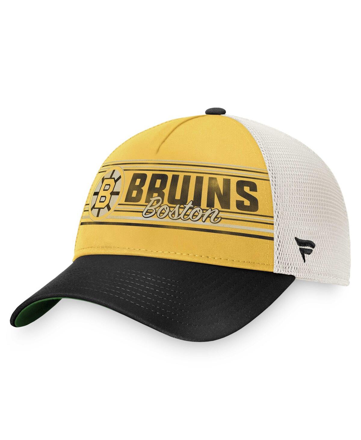 Fanatics Men's  Gold, Black Boston Bruins True Classic Retro Trucker Snapback Hat In Gold,black