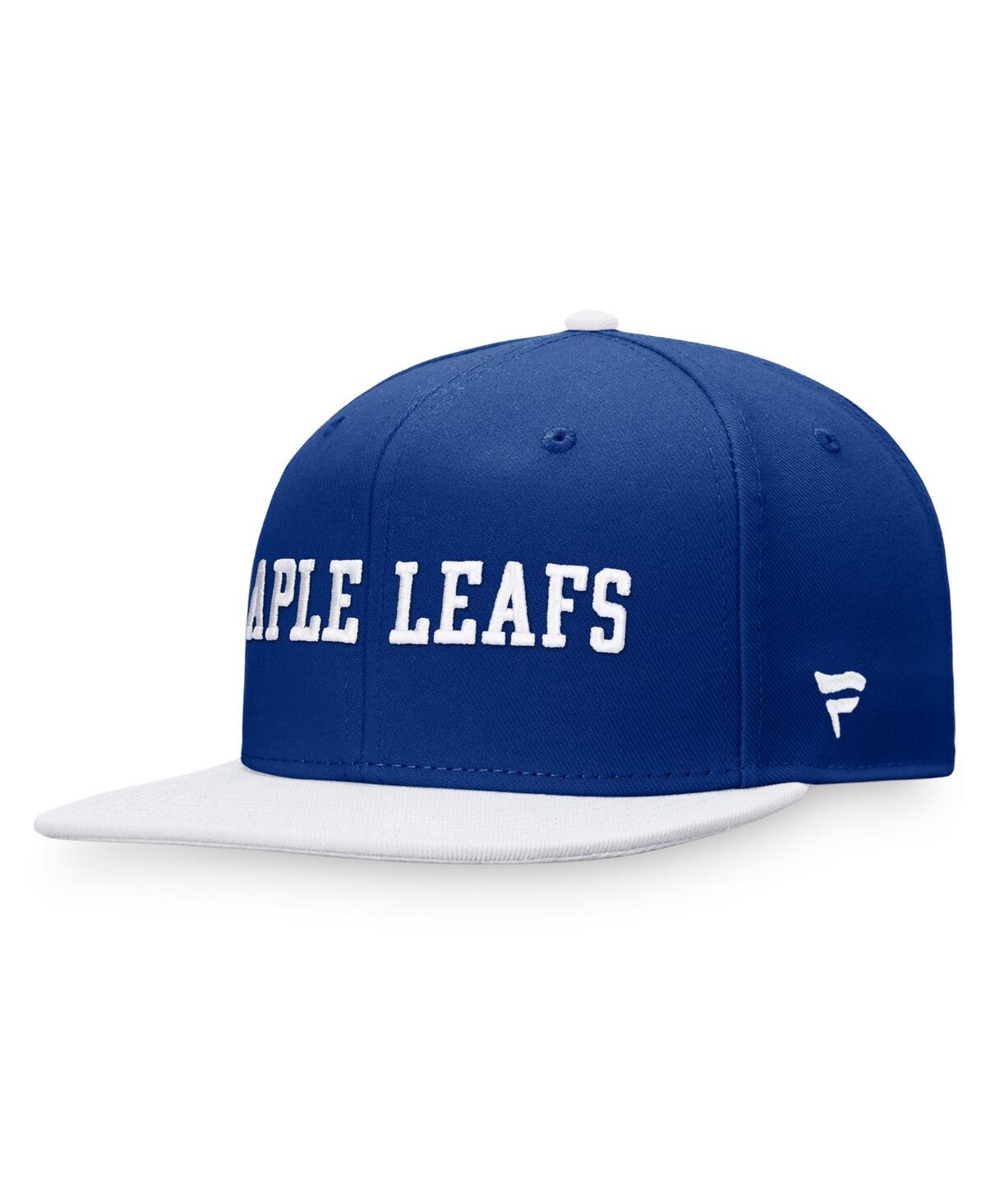 Shop Fanatics Men's  Blue, White Toronto Maple Leafs Iconic Color Blocked Snapback Hat In Blue,white