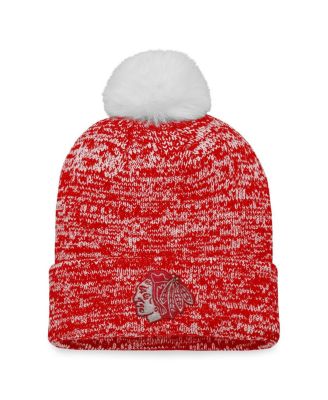 Women's Red Chicago Blackhawks Glimmer Cuffed Knit Hat with Pom