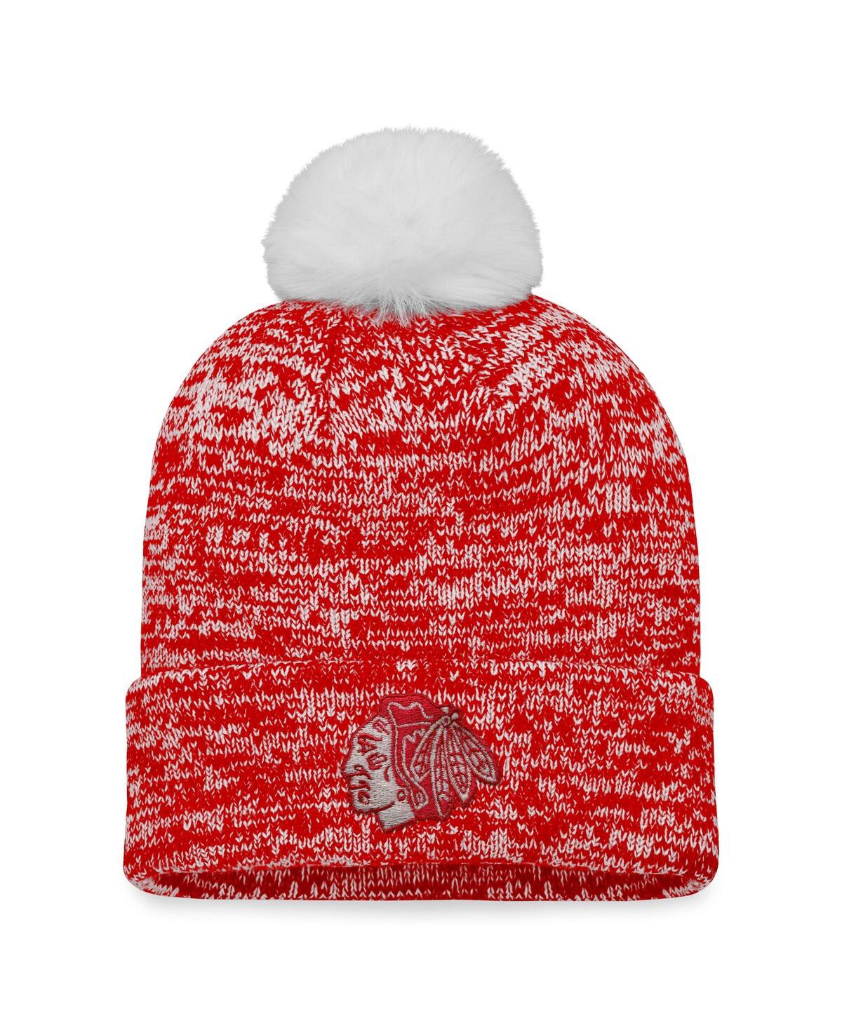 Fanatics Branded Red Washington Capitals Glimmer Cuffed Knit Hat With Pom In Red