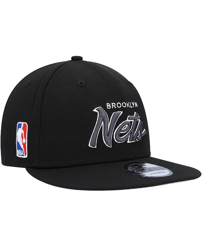 New Era Men's Black Brooklyn Nets Script Up 9FIFTY Snapback Hat Macy's