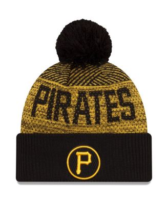 Men's Black Pittsburgh Pirates Authentic Collection Sport Cuffed Knit Hat with Pom