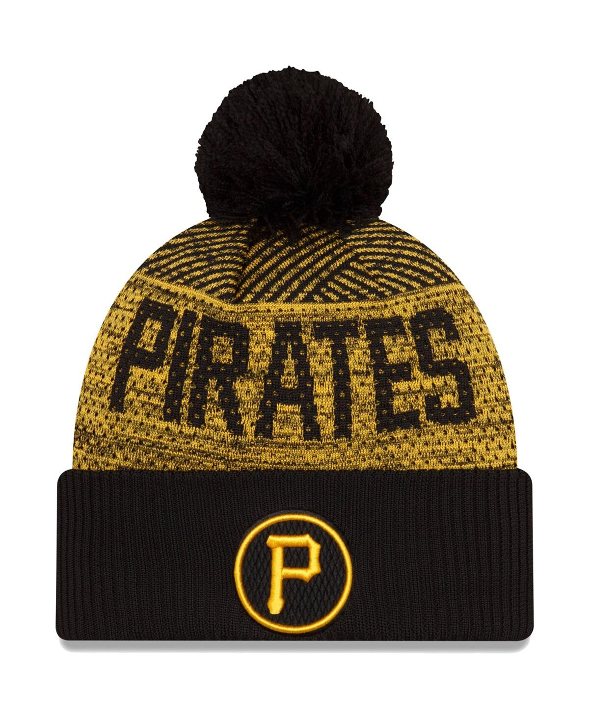 New Era Black Pittsburgh Pirates Authentic Collection Sport Cuffed Knit Hat With Pom In Black