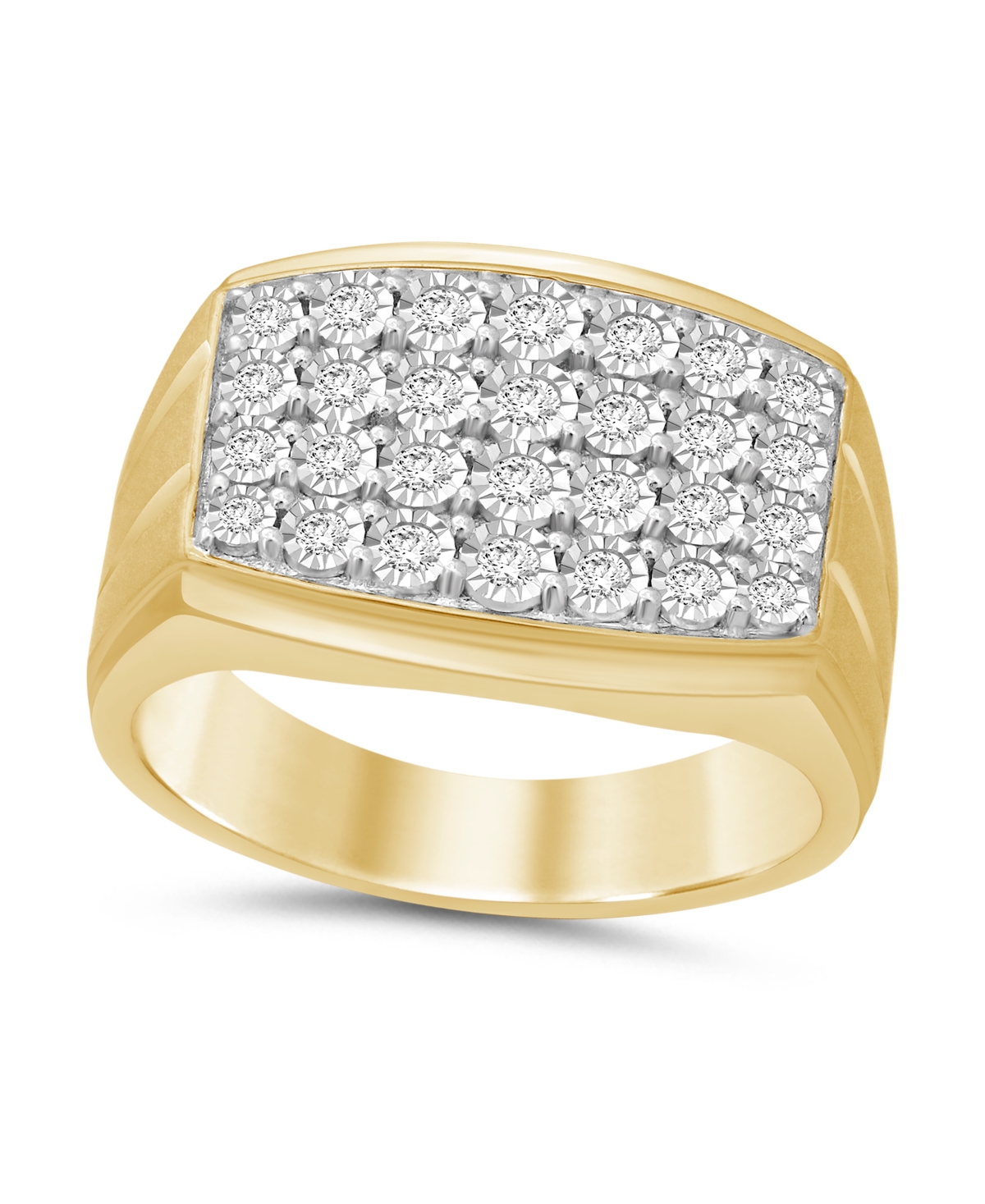 Macy's Men's Diamond Cluster Ring (1/2 Ct. T.w.) In Sterling Silver Or 14k Gold-plated Silver In Gold Over Silver