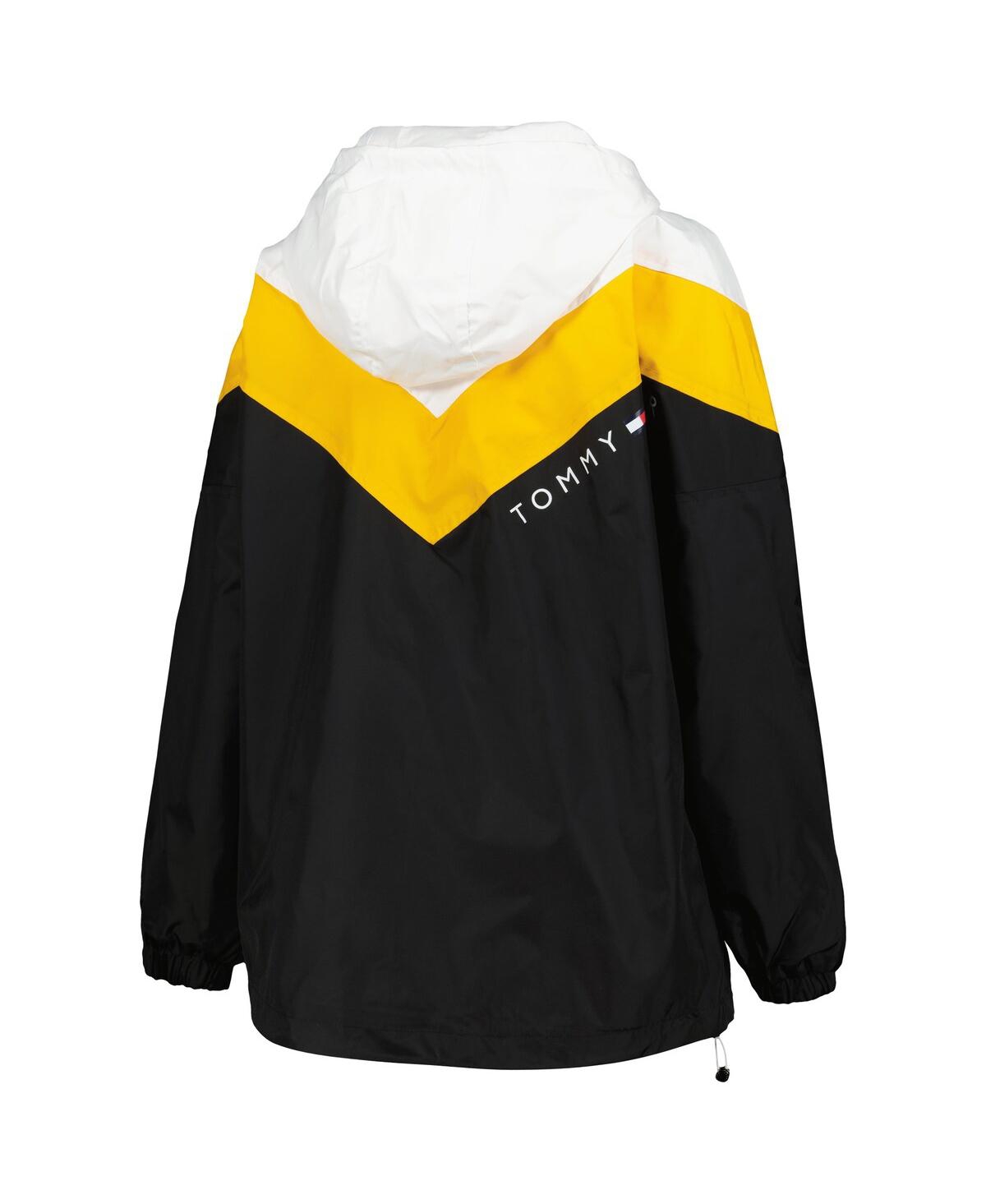 Shop Tommy Hilfiger Women's  Black, Gold Pittsburgh Penguins Staci Half-zip Windbreaker Jacket In Black,gold