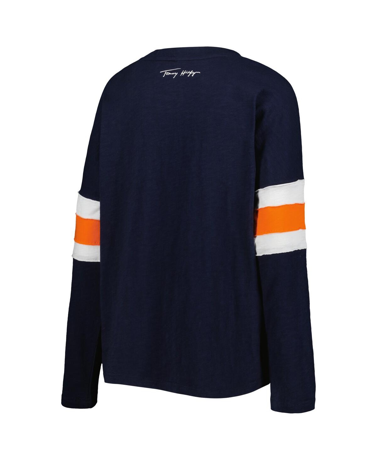 Shop Tommy Hilfiger Women's  Navy Chicago Bears Justine Long Sleeve Tunic T-shirt