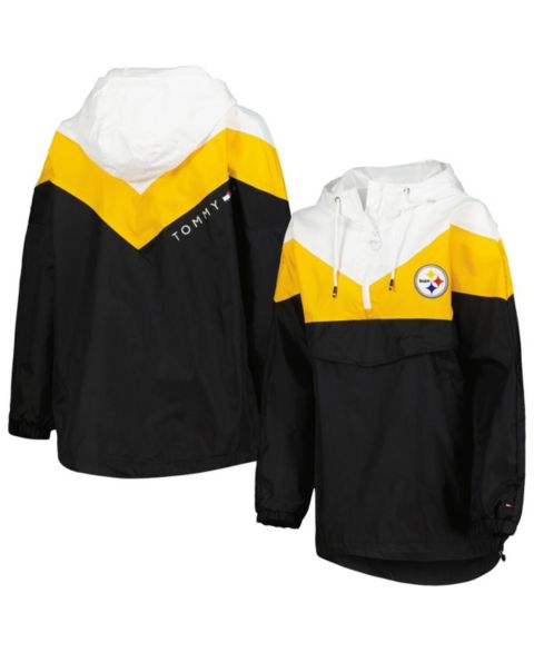 Женские худи Tommy Hilfiger Women's White, Gold Pittsburgh Steelers Staci Half-Zip Windbreaker Jacket