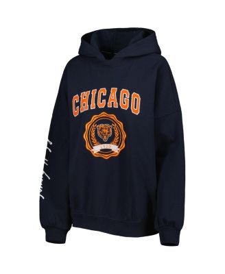 Women's Navy Chicago Bears Becca Drop Shoulder Pullover Hoodie