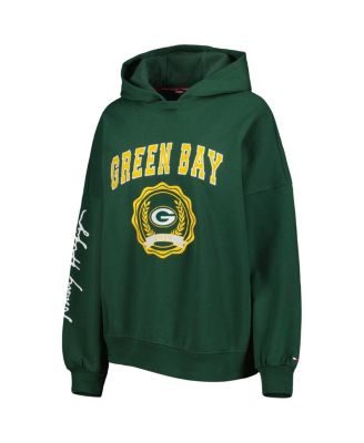 Women's Green Green Bay Packers Becca Drop Shoulder Pullover Hoodie