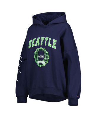 Women's College Navy Seattle Seahawks Becca Drop Shoulder Pullover Hoodie
