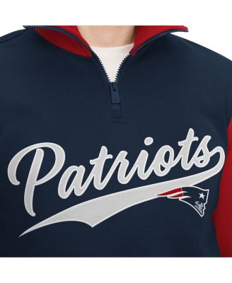 Men's Navy, Red New England Patriots Aiden Quarter-Zip Top