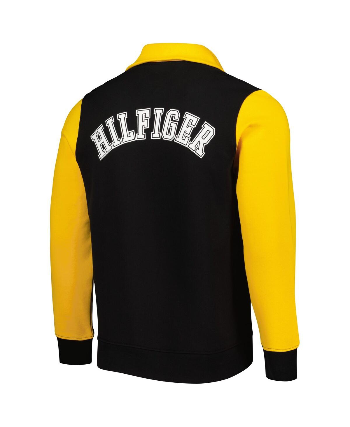 Shop Tommy Hilfiger Men's  Black, Gold Pittsburgh Steelers Aiden Quarter-zip Top In Black,gold