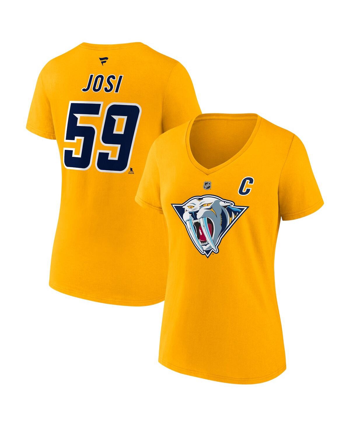 Fanatics Branded Roman Josi Yellow Nashville Predators Special Edition 2.0 Name & Number V-neck T-sh In Yellw Gold