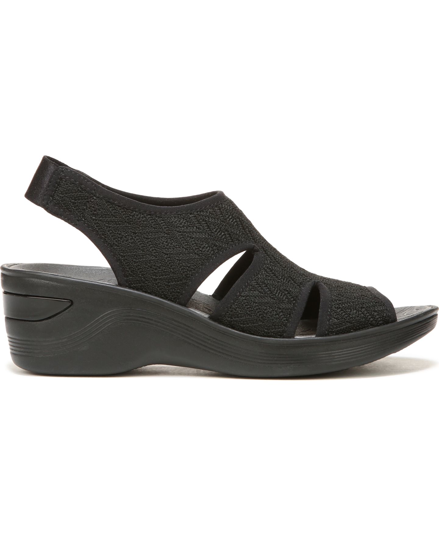 Женские сандалии Bzees Daytona Washable Slingback Wedge, цвет: Чёрный вязаный — фото 2