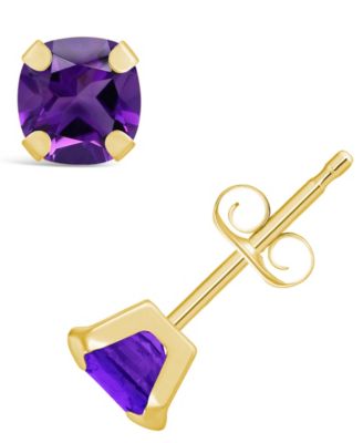 Gemstone Stud Earrings in 10k Yellow Gold