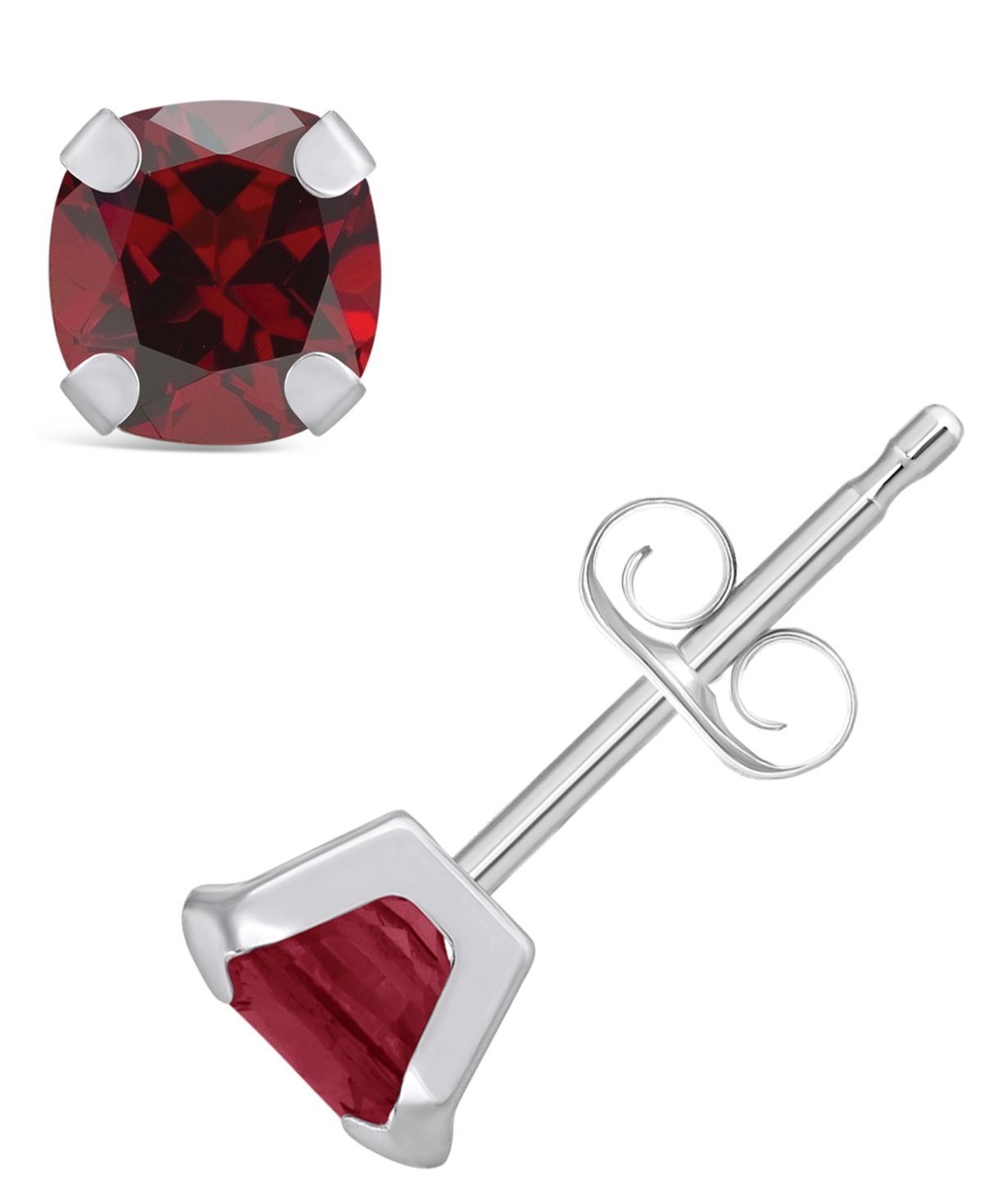 Macy's Gemstone Stud Earrings In 10k White Gold In Garnet