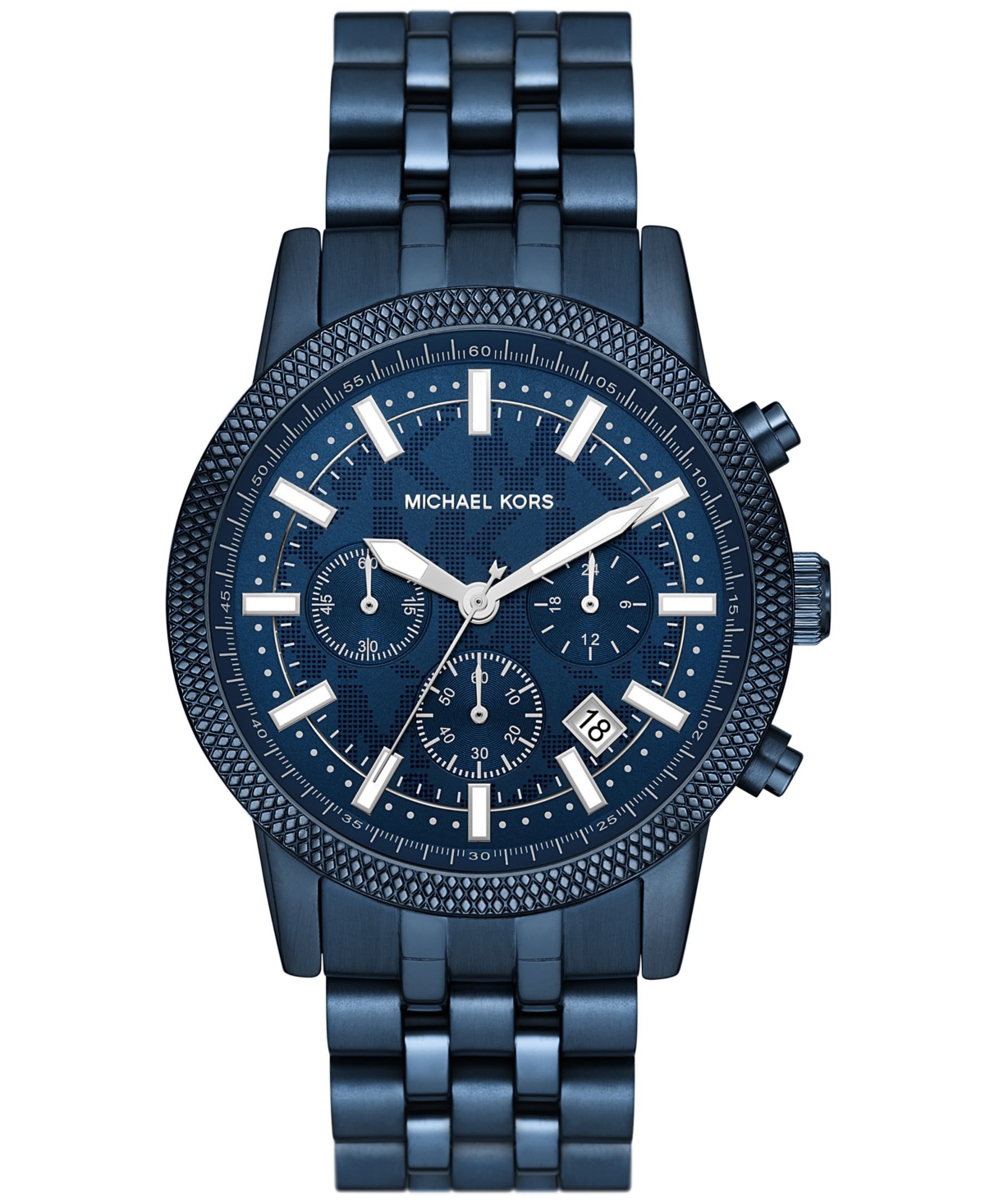 Michael Kors Men's Hutton Chronograph Navy Stainless Steel Bracelet Watch, 43mm
