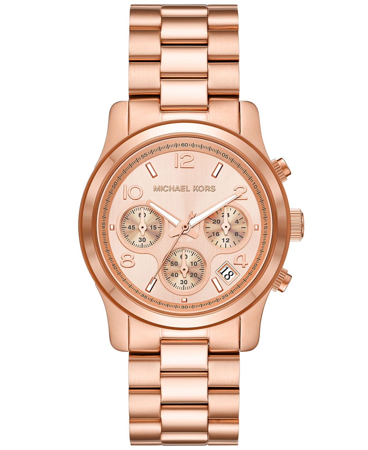 Shop Michael Kors Women's Runway Chronograph Rose Gold-tone Stainless Steel Bracelet Watch, 38mm