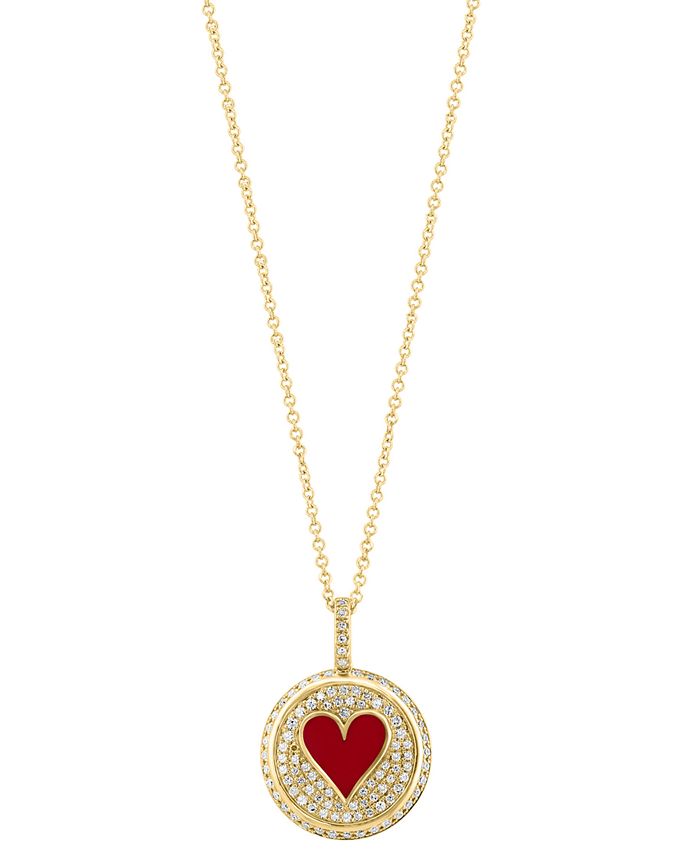 EFFY Collection Diamond 3 8 ct. t.w. Red Enamel Hearts Pendant
