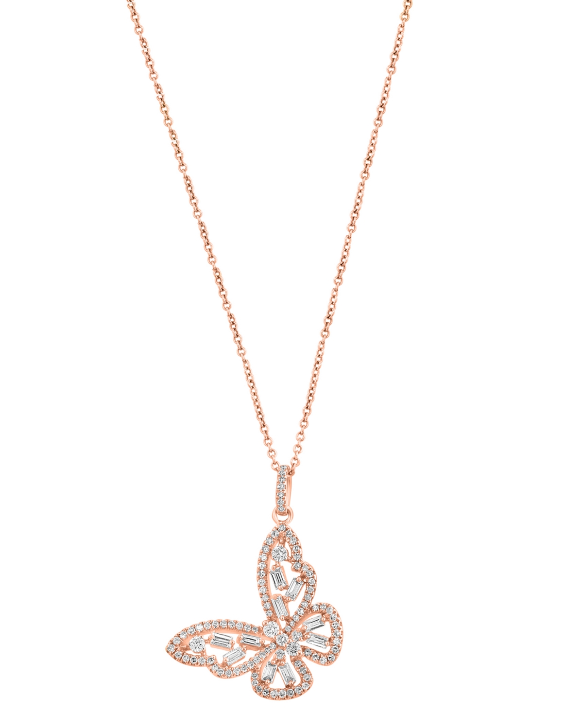 Effy Collection Effy Diamond Butterfly Pendant Necklace (3/4 Ct. T.w.) In 14k Rose Gold, 16-3/4" + 1-1/4" Extender