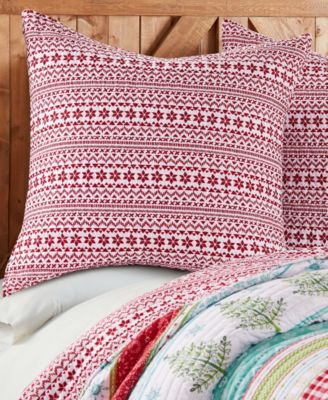 Comet & Cupid Folk Christmas 2-Pc. Sham Set, European