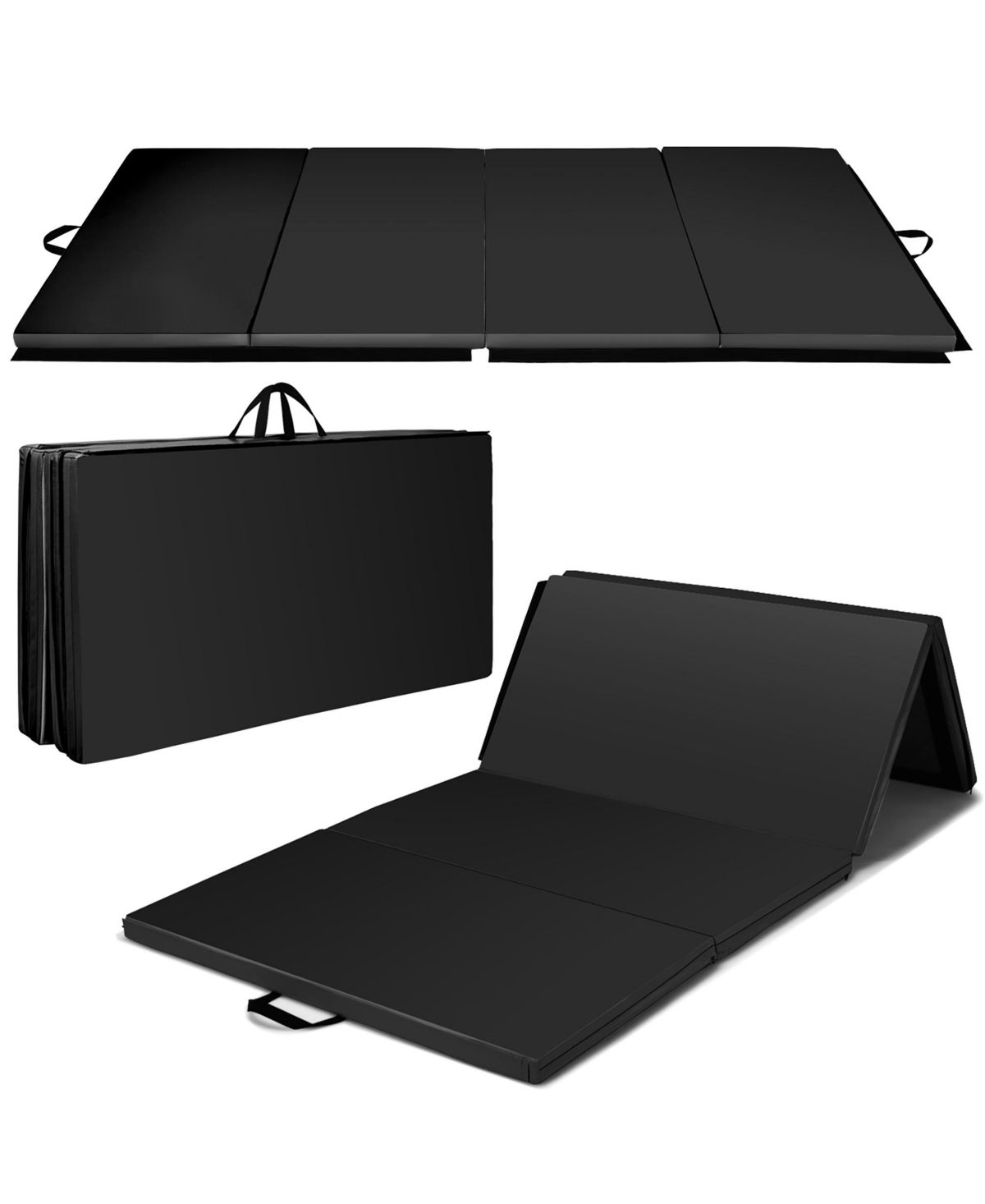 4' x 8' x 2'' Folding Gymnastics Mat Four Panels - Black