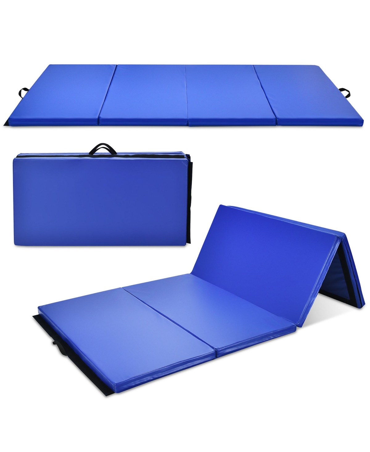 4' x 8' x 2'' Folding Gymnastics Mat Four Panels - Blue